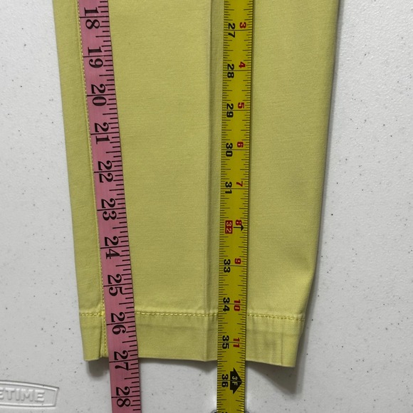 Talbots The Weekend Chino Pants Petite Yellow Green Cotton Blend Flat Front 10P - Picture 7 of 9
